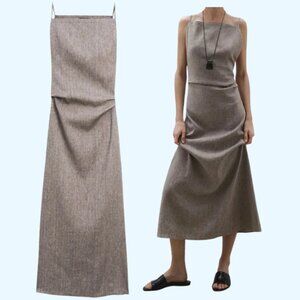Linen Blend Flowing Maxi Dress New with Tag